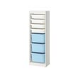 TROFAST - Storage combination with boxes, white white/light blue, 46x30x146 cm