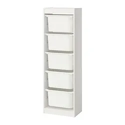 TROFAST - Kombinasi penyimpanan dgn kotak, putih/putih, 46x30x146 cm