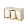 TROFAST - Storage combination with boxes, light white stained pine/white, 93x44x53 cm