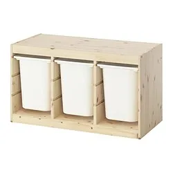TROFAST - Kombinasi penyimpanan dgn kotak, pinus diwarnai putih muda/putih, 93x44x53 cm