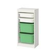 TROFAST - Storage combination with boxes, white white/bright green, 46x30x95 cm