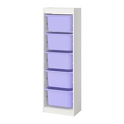 TROFAST - Storage combination with boxes, white/lilac, 46x30x146 cm