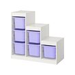 TROFAST - Storage combination with boxes, white/lilac, 99x44x95 cm
