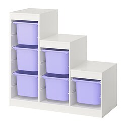 TROFAST - Storage combination with boxes, white/lilac, 99x44x95 cm