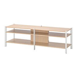 JÄTTESTA - TV bench, white/light bamboo, 160x40x49 cm