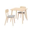 LISABO/LISABO - Table and 2 chairs, ash/Tallmyra white/black, 88x78 cm
