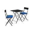 SUNDSÖ - Meja dan 2 kursi lipat, luar ruang antrasit/antrasit Klösan biru tua, 65x65 cm