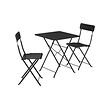 SUNDSÖ - Meja dan 2 kursi lipat, luar ruang antrasit/antrasit, 65x65 cm