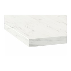 EKBACKEN - Worktop, white marble effect/laminate, 186x2.8 cm