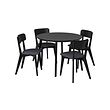 LISABO/LISABO - Meja dan 4 kursi, hitam/Tallmyra hitam/abu-abu, 105 cm