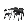 LISABO/LISABO - Meja dan 4 kursi, hitam/Tallmyra hitam/abu-abu, 140x78 cm