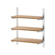 KUNGSFORS - Suspension rail with shelves, stainless steel/ash, 60 cm