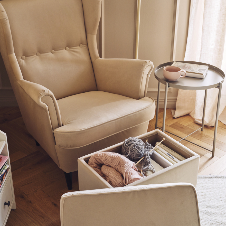 STRANDMON footstool with storage
