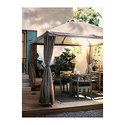 HIMMELSÖ - Tirai untuk gazebo, abu-abu krem