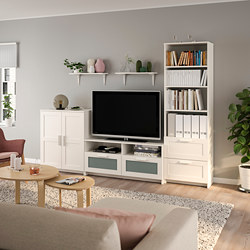 BRIMNES/BURHULT - TV storage combination, white, 258x41x190 cm