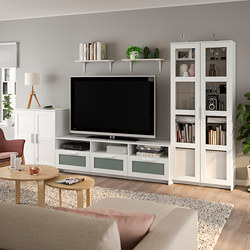 BRIMNES/BURHULT - TV storage combination, white, 338x41x190 cm