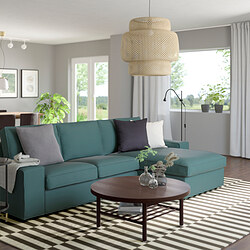 KIVIK - 3-seat sofa with chaise longue, Kelinge grey-turquoise