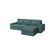 KIVIK - 3-seat sofa with chaise longue, Kelinge grey-turquoise