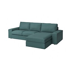 KIVIK - 3-seat sofa with chaise longue, Kelinge grey-turquoise