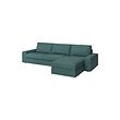 KIVIK - 4-seat sofa with chaise longue, Kelinge grey-turquoise