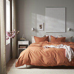 ÄNGSLILJA - Sarung duvet dan 2 sarung bantal, merah-cokelat, 200x200/50x80 cm
