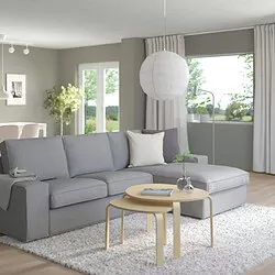 KIVIK - Sofa 3 dudukan dengan chaise longue, Tibbleby krem/abu-abu