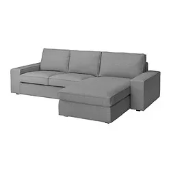 KIVIK - Sofa 3 dudukan dengan chaise longue, Tibbleby krem/abu-abu