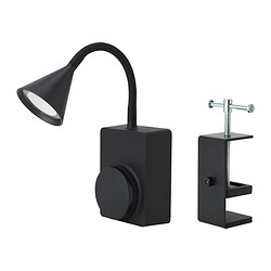 TÅGVIRKE - Lampu sorot LED dgn penjepit, dioperasikan dengan baterai luar ruang/dapat diredupkan hitam