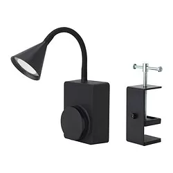 TÅGVIRKE - Lampu sorot LED dgn penjepit, dioperasikan dengan baterai luar ruang/dapat diredupkan hitam