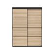 MEHAMN/SKYTTA - Kombinasi pintu geser, hitam/dua sisi efek kayu oak diwarnai putih, 152x205 cm