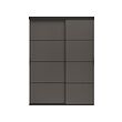 MEHAMN/SKYTTA - Kombinasi pintu geser, hitam/dua sisi abu-abu tua, 177x240 cm