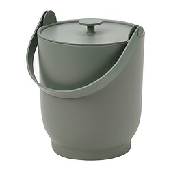 FARMARKVAST - Bin with lid for organic waste, grey-green, 4 l