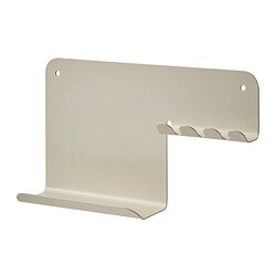 HAVREKROSS - Wall organiser w hooks, light grey-beige, 23x13 cm