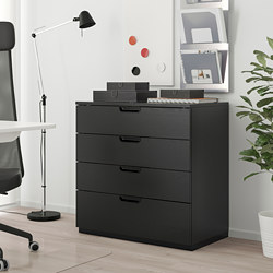 GALANT - Unit laci, veneer kayu ash diwarnai hitam, 80x80 cm