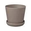 KLARBÄR - Pot tanaman dengan alas, dalam/luar ruang abu-abu cokelat, 15 cm