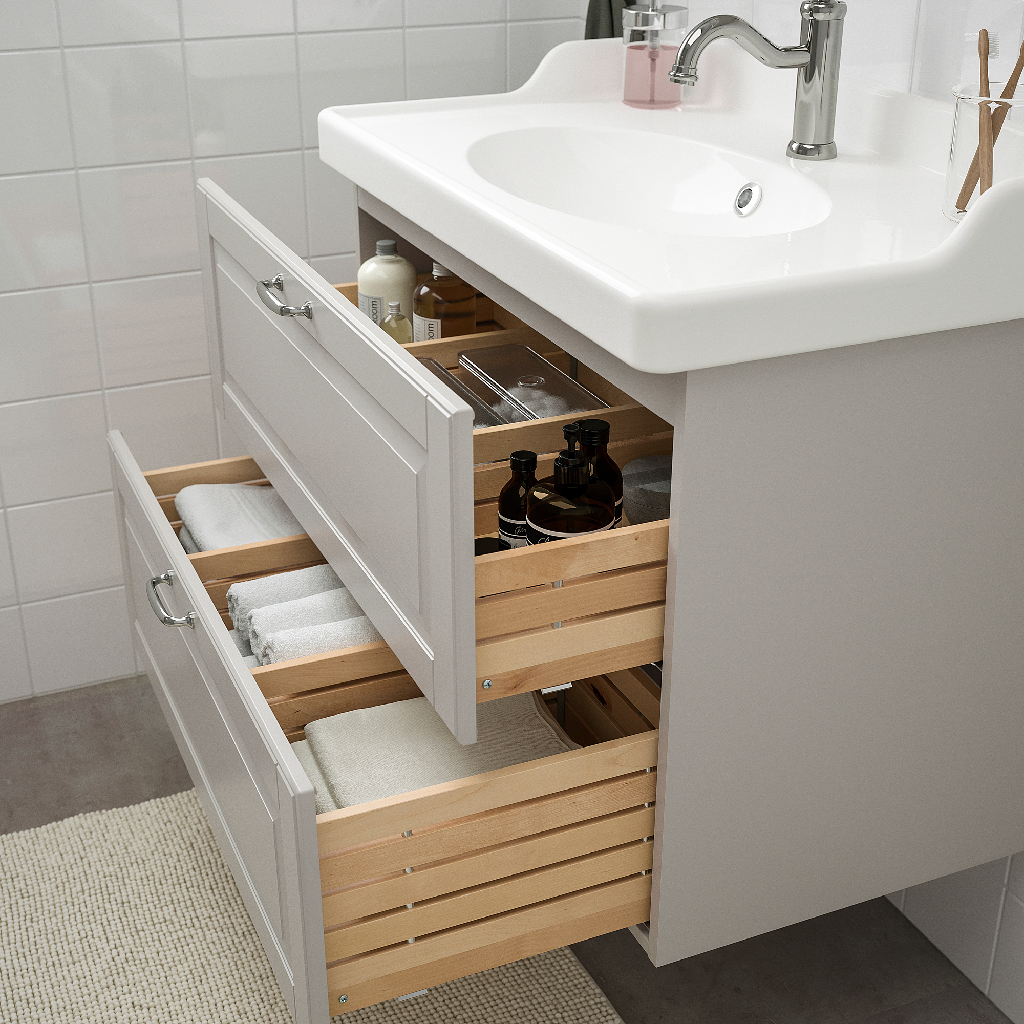 GODMORGON/RÄTTVIKEN Perabot kamar mandi, set isi 5, Kasjön abu-abu muda/Keran Hamnskär GODMORGON/RÄTTVIKEN Perabot kamar mandi, set isi 5, Kasjön abu-abu muda/Keran Hamnskär