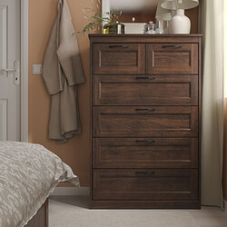 SONGESAND - Lemari 6 laci, cokelat, 82x126 cm
