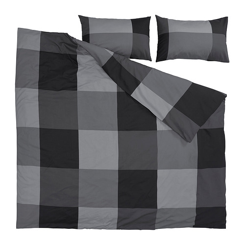 BRUNKRISSLA duvet cover and 2 pillowcases