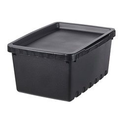 UPPSNOFSAD - Storage box with lid, black, 25x17x12 cm/3.5 l