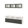 BESTÅ - TV storage combination/glass doors, white Sindvik/Lappviken dark grey, 180x42x192 cm
