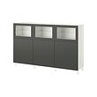 BESTÅ - Storage combination with doors, white Lappviken/Sindvik dark grey, 180x42x112 cm