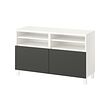 BESTÅ - TV bench with doors, white/Lappviken/Stubbarp dark grey, 120x42x74 cm