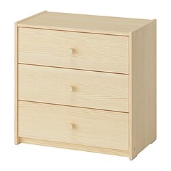 RAST - Lemari 3 laci, kayu pinus, 60x59 cm