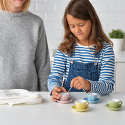 DUKTIG - 8-piece cup/saucer playset, mixed colours