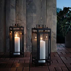 BERGGRAN - Lentera untuk lilin pilar, dalam/luar ruang antrasit, 34 cm