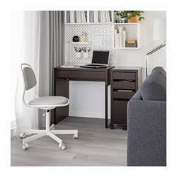 MICKE - Desk, black-brown, 73x50 cm