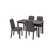 BERGMUND/STRANDTORP - Table and 4 chairs, brown/Gunnared medium grey, 150/205/260 cm
