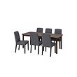BERGMUND/STRANDTORP - Table and 6 chairs, brown/Gunnared medium grey, 150/205/260 cm