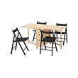 NORDEN/FRÖSVI - Table and 4 chairs, birch/Knisa dark grey, 26/89/152 cm