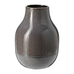 GRADVIS - Vase, dark grey, 21 cm